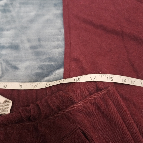 Pink Maroon Sweatpants With Pink Logo Raw Hem And Pockets! - Picture 4 of 7